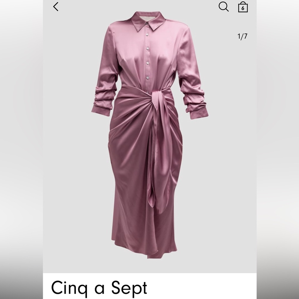 NWT Cinq a Sept Jacey Silk Charmeuse Midi Dress in Mauve